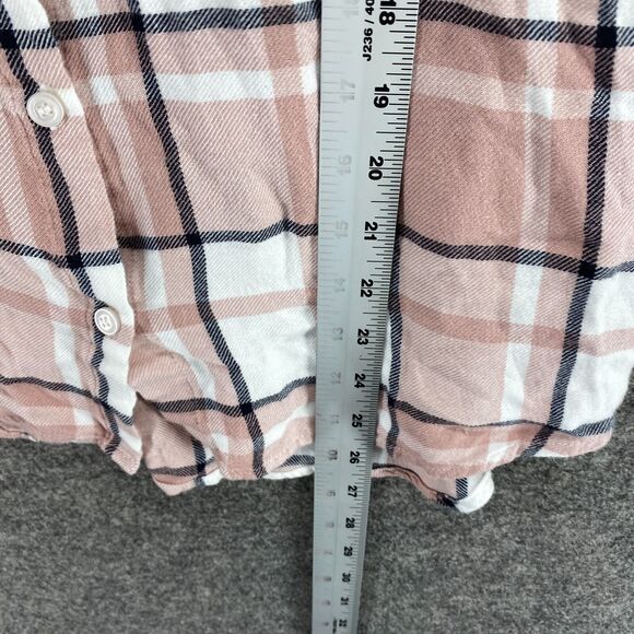 Nordstrom Rack Shirt Women M Medium Pink Plaid Button Up Collared Short Sleeve - Picture 8 of 9